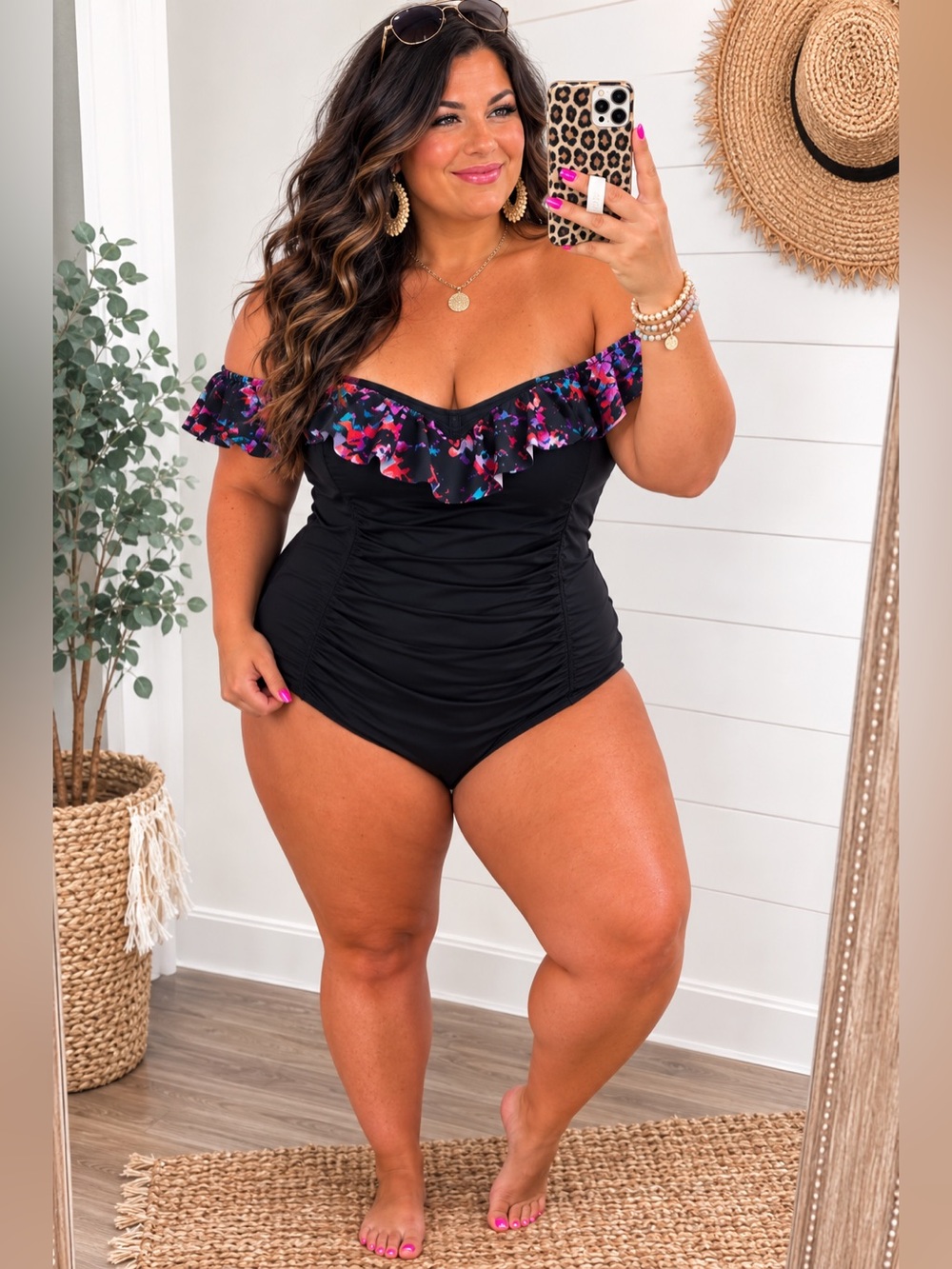 TORRID Black Ruffle Off The Shoulder One Piece Swimsuit Size 3X